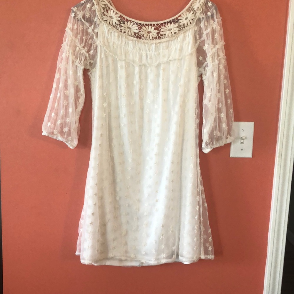 Cream off the shoulder lace dress